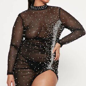 Mesh Embellished Midi Dress